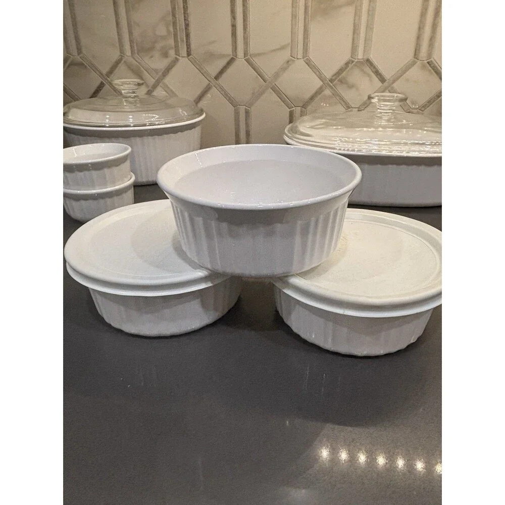 13 Piece Set Vintage Corning Ware French White F-1-B F-2-B F-3-B F-4-B F-16-B +